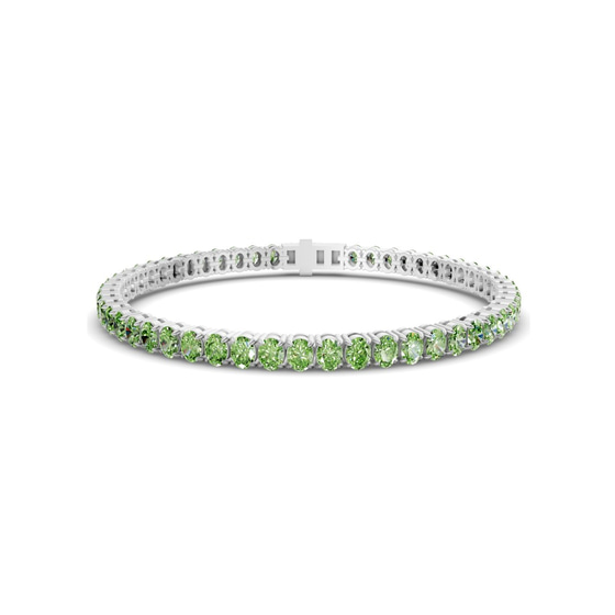 Everlyn Oval Ocean Green Lab Diamond Tennis Bracelet front view