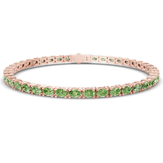 Aldea Oval Ocean Green Lab Diamond Tennis Bracelet front view