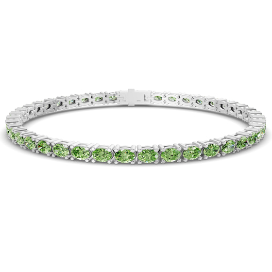 Aldea Oval Ocean Green Lab Diamond Tennis Bracelet front view