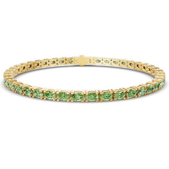 Aldea Oval Ocean Green Lab Diamond Tennis Bracelet front view