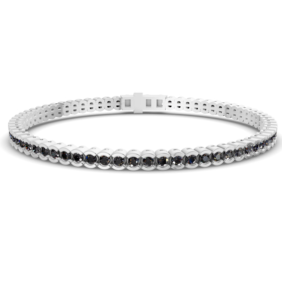 Nemy Half Bezel Round Black Lab Diamond Tennis Bracelet front view
