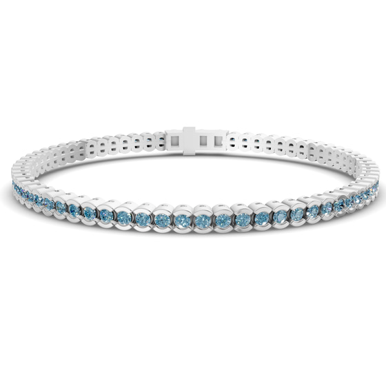 Nemy Half Bezel Round Ice Blue Lab Diamond Tennis Bracelet front view