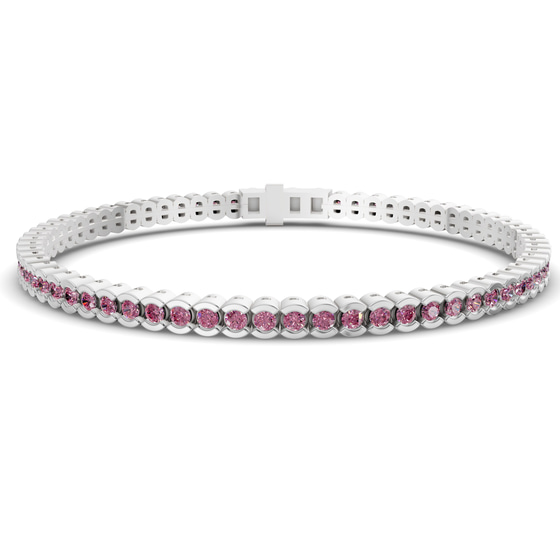 Nemy Half Bezel Round Purple Lab Diamond Tennis Bracelet front view