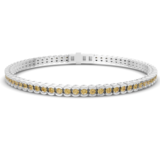 Nemy Half Bezel Round Lemon Yellow Lab Diamond Tennis Bracelet front view
