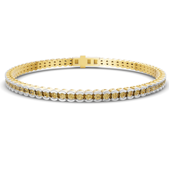 Nemy Half Bezel Round Lemon Yellow Lab Diamond Tennis Bracelet front view