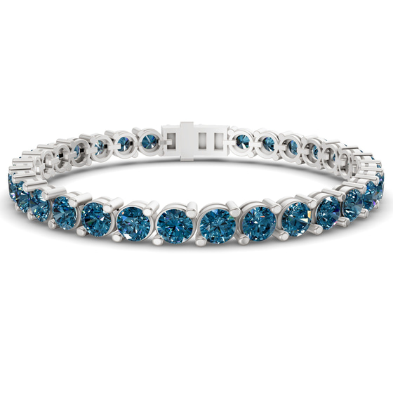 Aelia Round Royal Blue Lab Diamond Tennis Bracelet front view