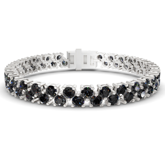 Isidora Round Double Row Black Lab Diamond Tennis Bracelet front view