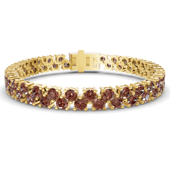 Isidora Round Double Row Brown Lab Diamond Tennis Bracelet front view
