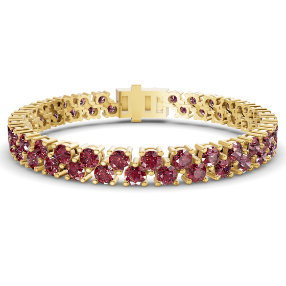 Isidora Round Double Row Cherry Cognac Lab Diamond Tennis Bracelet front view
