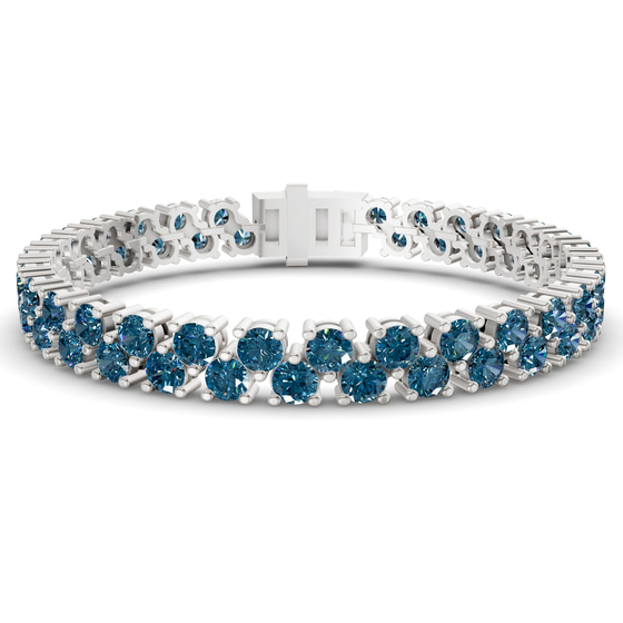 Isidora Round Double Row Royal Blue Lab Diamond Tennis Bracelet front view