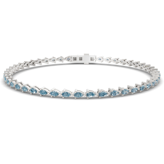 Serene Pear Ice Blue Lab Diamond Tennis Bracelet front view