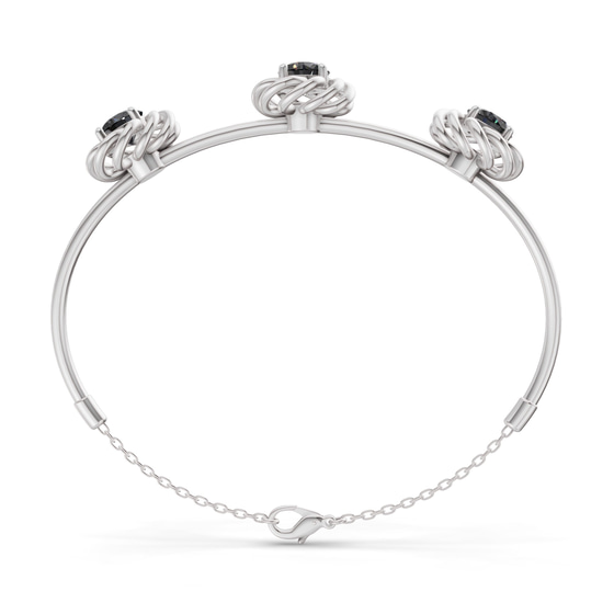 Spiral Eleve Round Black Lab Diamond openable bracelet left view
