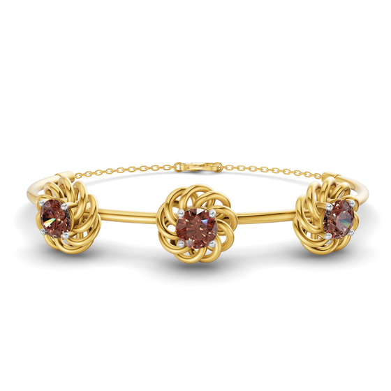 Spiral Eleve Round Brown Lab Diamond openable bracelet front view