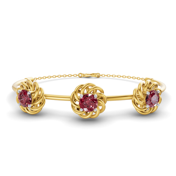 Spiral Eleve Round Cherry Cognac Lab Diamond openable bracelet front view