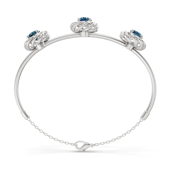 Spiral Eleve Round Royal Blue Lab Diamond openable bracelet left view