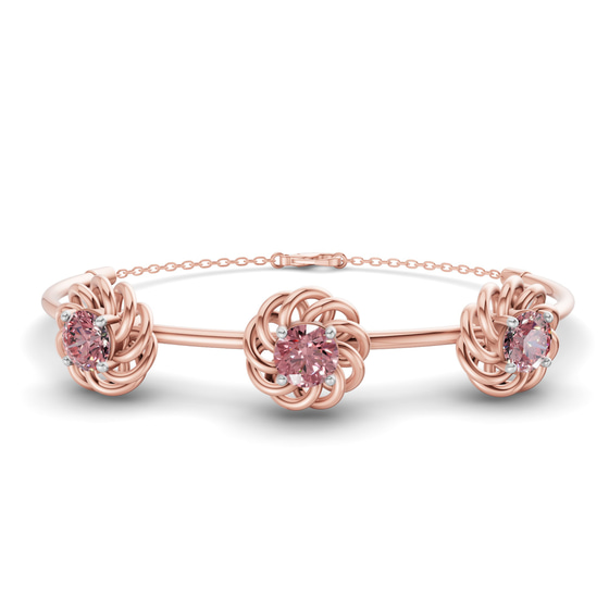 Spiral Eleve Round Vivid Pink Lab Diamond openable bracelet front view