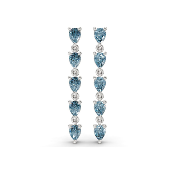 Salvia Flower Fashion Ice Blue Lab Diamond Dangle Earrings front view