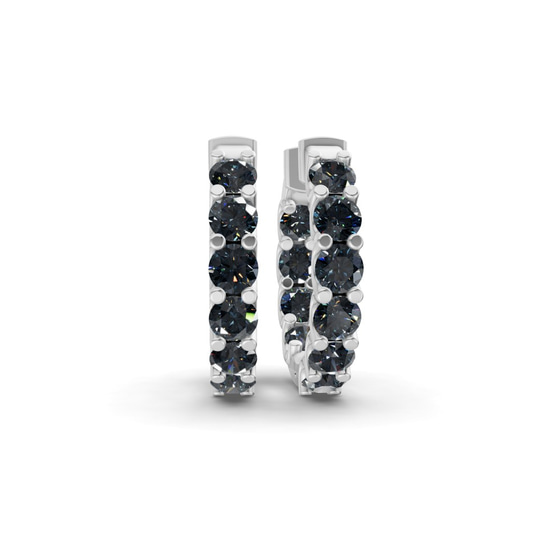 Sirena Round Black Lab Diamond Hoop Earrings front view