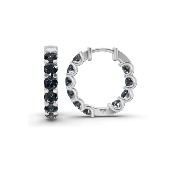 Sirena Round Black Lab Diamond Hoop Earrings left view