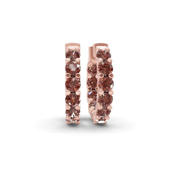 Sirena Round Brown Lab Diamond Hoop Earrings front view