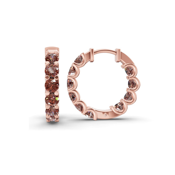 Sirena Round Brown Lab Diamond Hoop Earrings left view