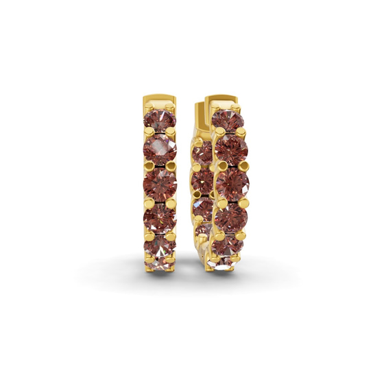 Sirena Round Brown Lab Diamond Hoop Earrings front view