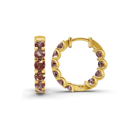 Sirena Round Brown Lab Diamond Hoop Earrings left view