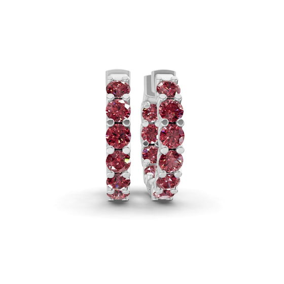 Sirena Round Cherry Cognac Lab Diamond Hoop Earrings front view