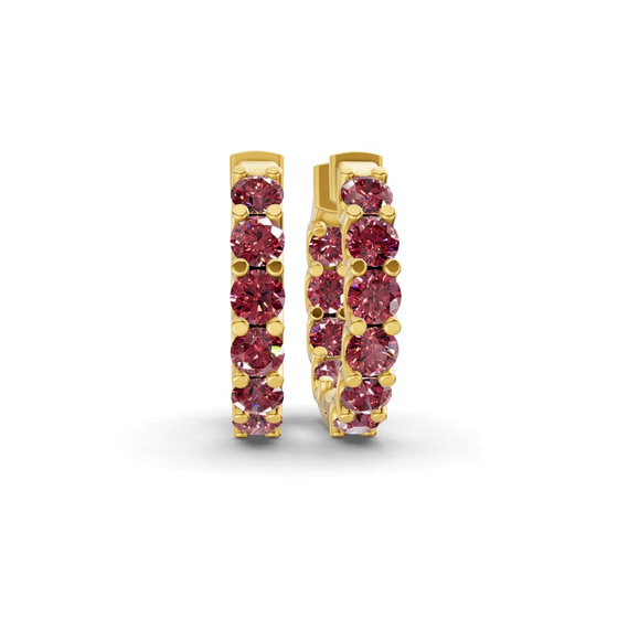 Sirena Round Cherry Cognac Lab Diamond Hoop Earrings front view