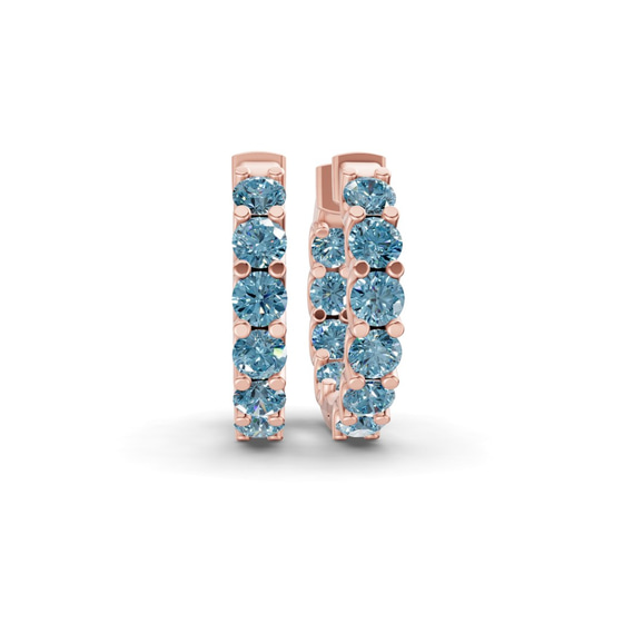 Sirena Round Ice Blue Lab Diamond Hoop Earrings front view