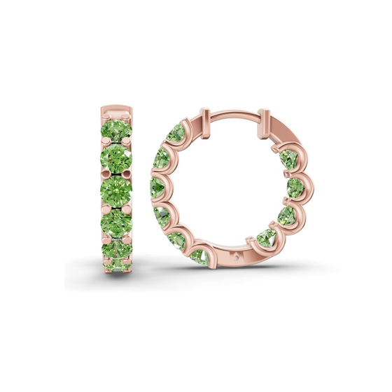 Sirena Round Ocean Green Lab Diamond Hoop Earrings left view