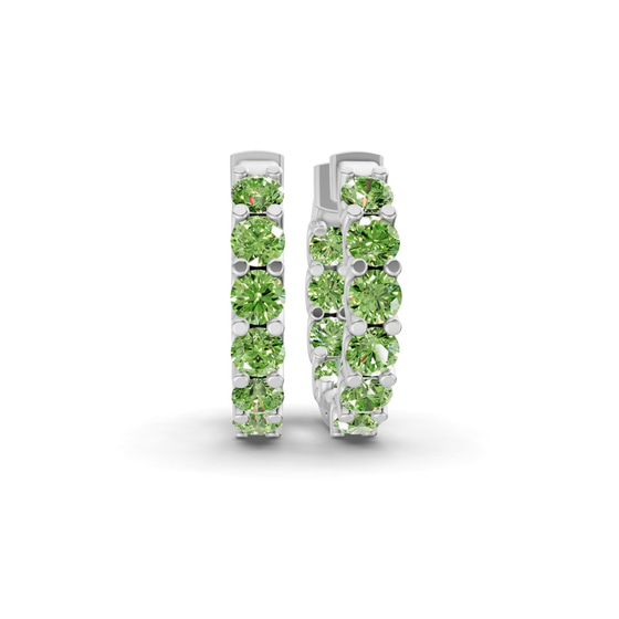 Sirena Round Ocean Green Lab Diamond Hoop Earrings front view