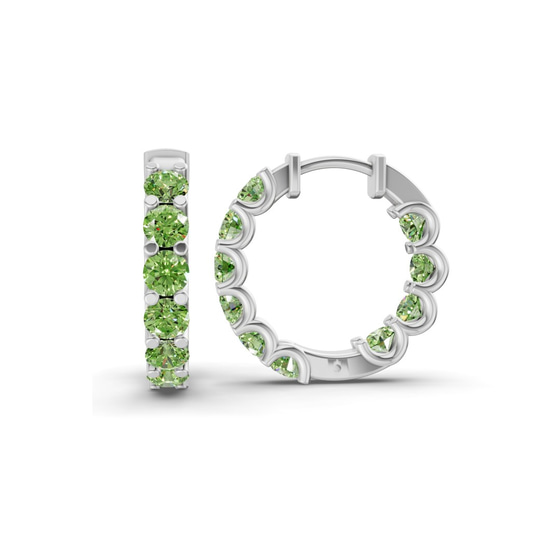 Sirena Round Ocean Green Lab Diamond Hoop Earrings left view