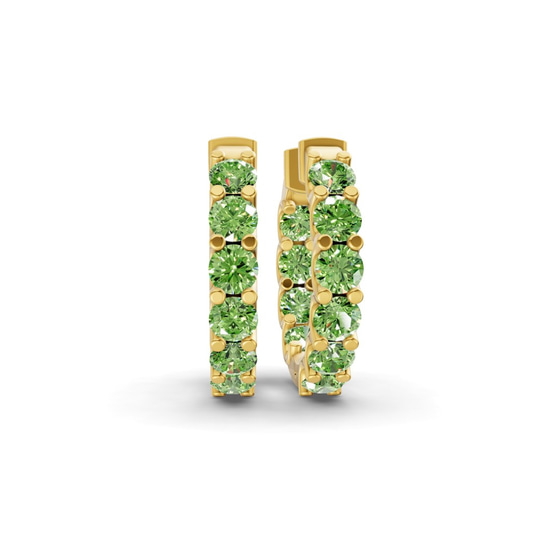 Sirena Round Ocean Green Lab Diamond Hoop Earrings front view