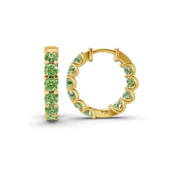 Sirena Round Ocean Green Lab Diamond Hoop Earrings left view