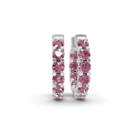 Sirena Round Purple Lab Diamond Hoop Earrings front view