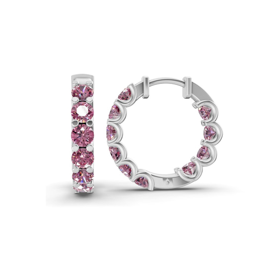 Sirena Round Purple Lab Diamond Hoop Earrings left view