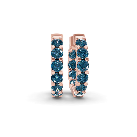Sirena Round Royal Blue Lab Diamond Hoop Earrings front view