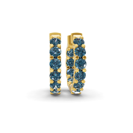 Sirena Round Royal Blue Lab Diamond Hoop Earrings front view