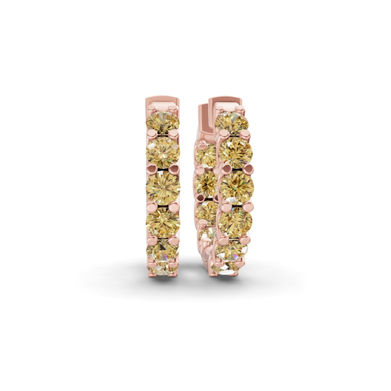 Sirena Round Lemon Yellow Lab Diamond Hoop Earrings front view