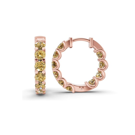 Sirena Round Lemon Yellow Lab Diamond Hoop Earrings left view