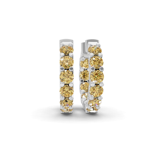 Sirena Round Lemon Yellow Lab Diamond Hoop Earrings front view