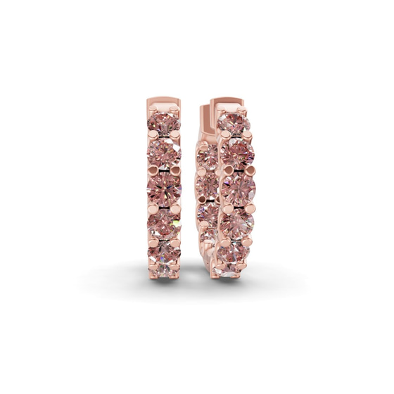 Sirena Round Vivid Pink Lab Diamond Hoop Earrings front view