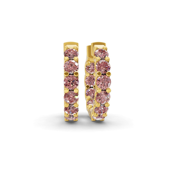 Sirena Round Vivid Pink Lab Diamond Hoop Earrings front view