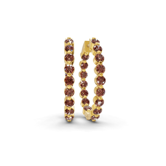 Rylee Round Brown Lab Diamond Hoop Earrings front view
