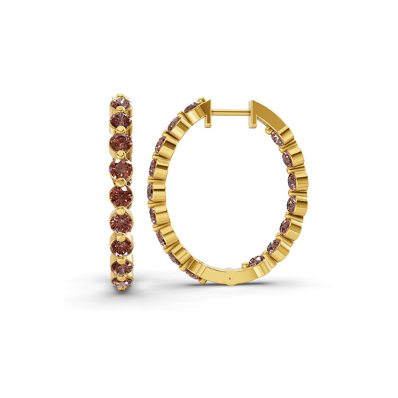 Rylee Round Brown Lab Diamond Hoop Earrings left view