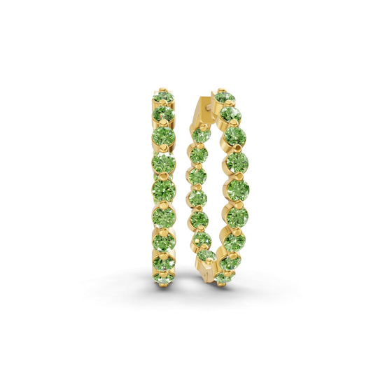 Rylee Round Ocean Green Lab Diamond Hoop Earrings front view