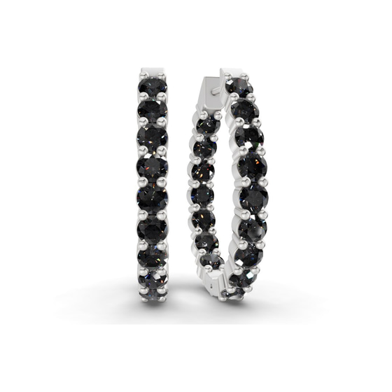 Isla Round Black Lab Diamond Hoop Earrings front view