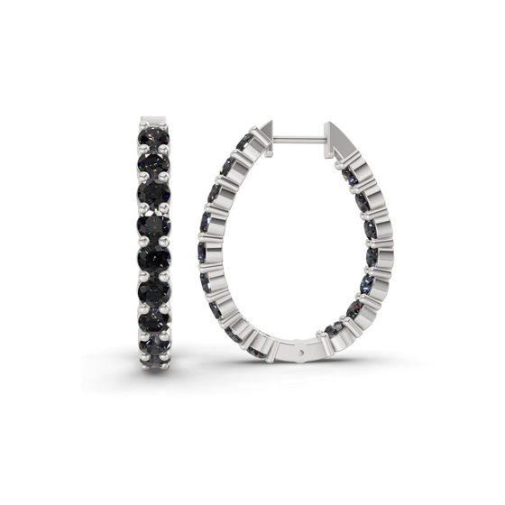 Isla Round Black Lab Diamond Hoop Earrings left view