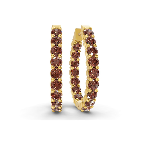 Isla Round Brown Lab Diamond Hoop Earrings front view